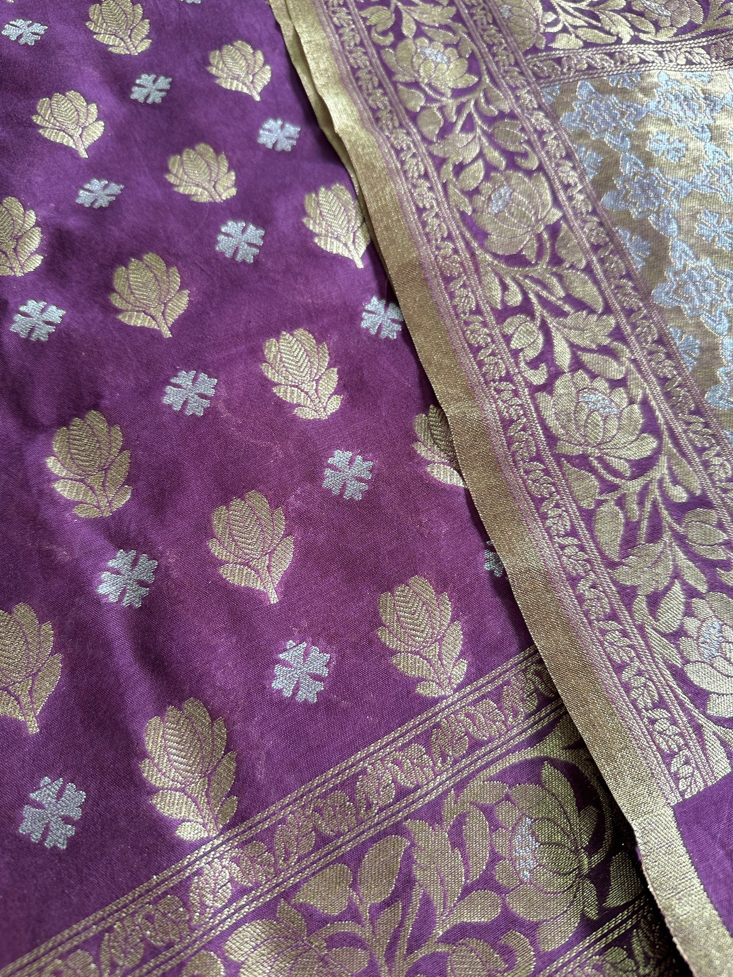 Purple Banarasi Cotton Suit Set