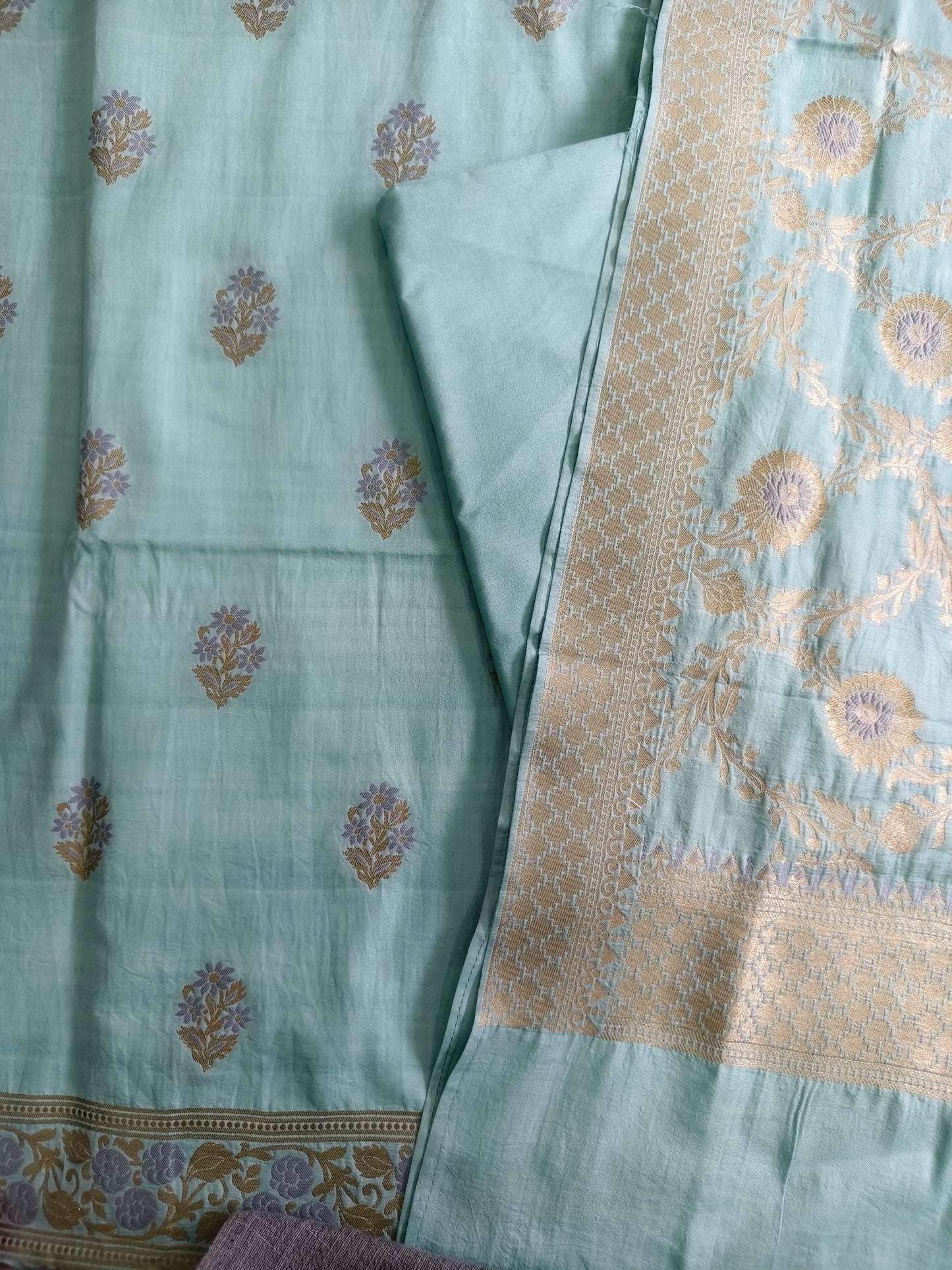 Pastel Blue Pure Cotton Suit Set