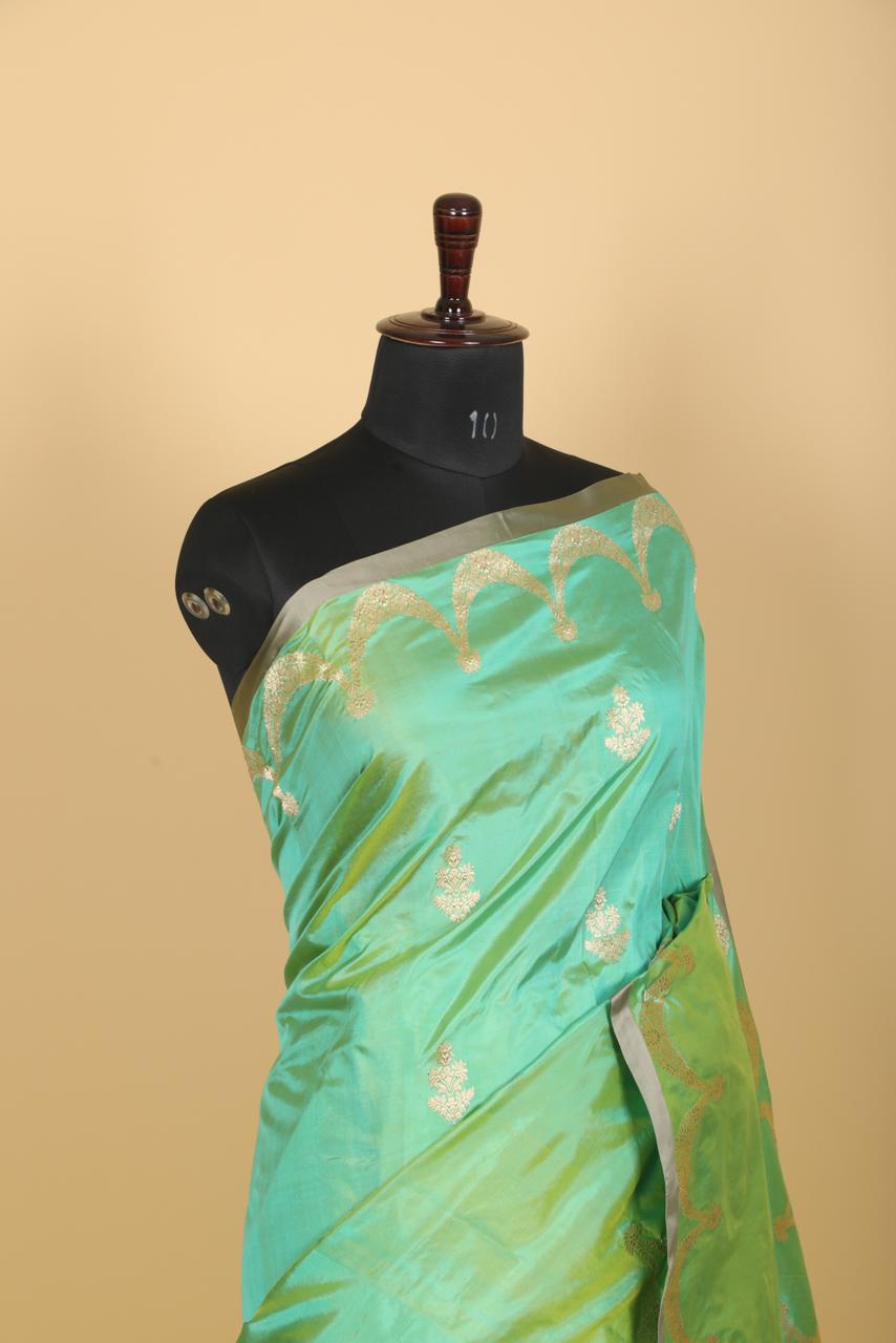 PURE KATAN SILK SAREE- MINT GREEN