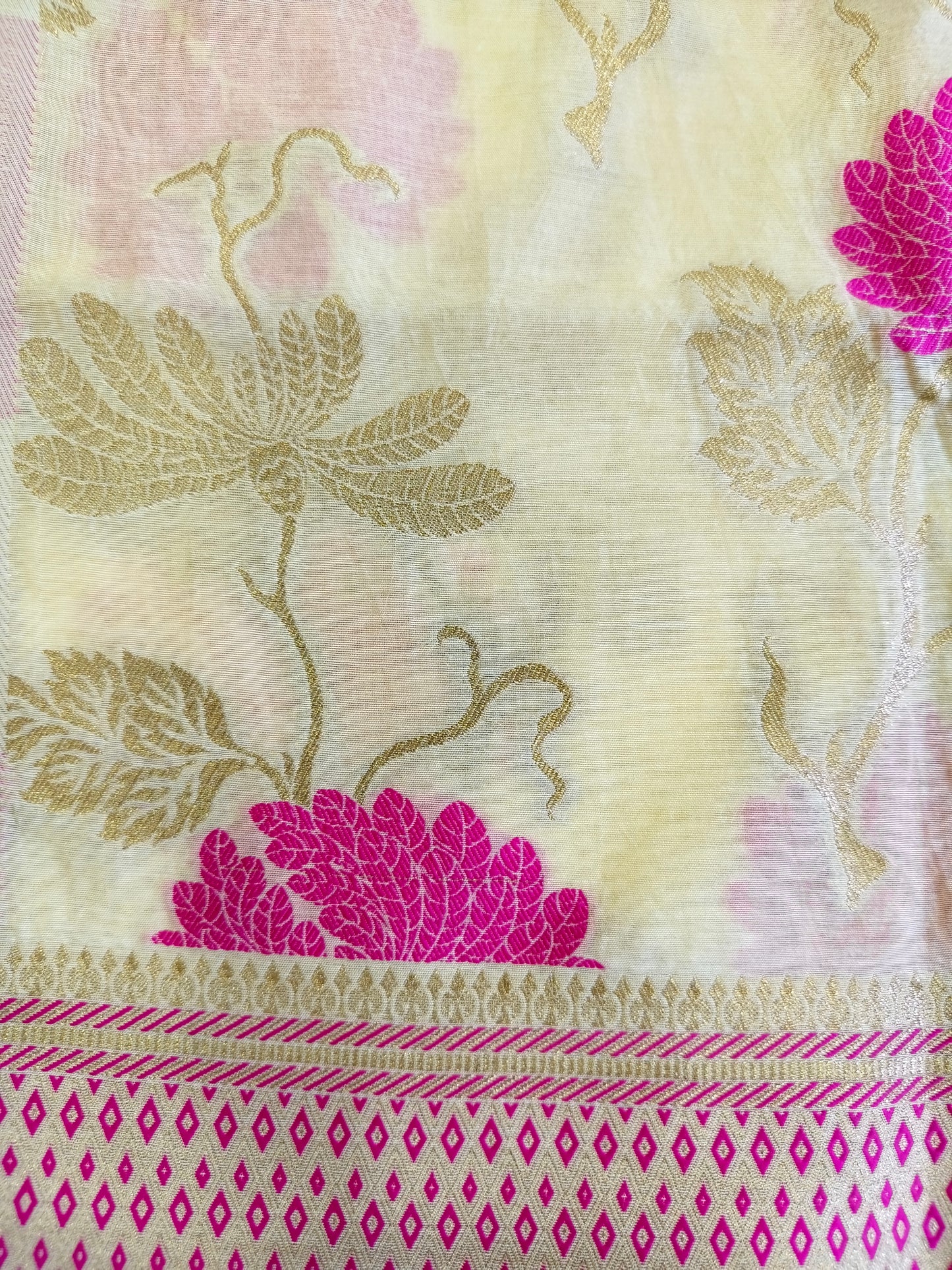 Pastel Yellow Banarasi Cotton Suit Set