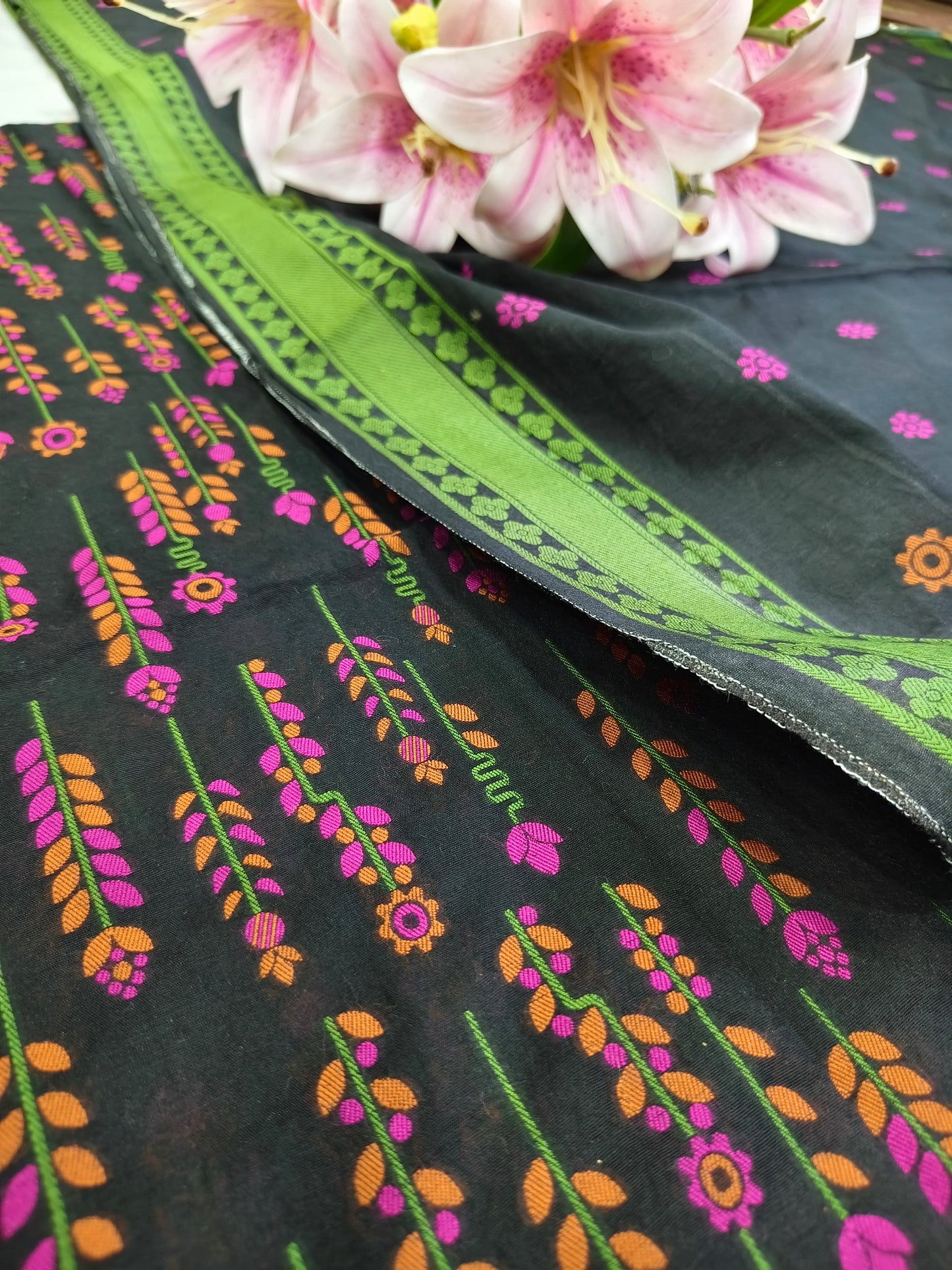 Black Banarasi Cotton Suit Set