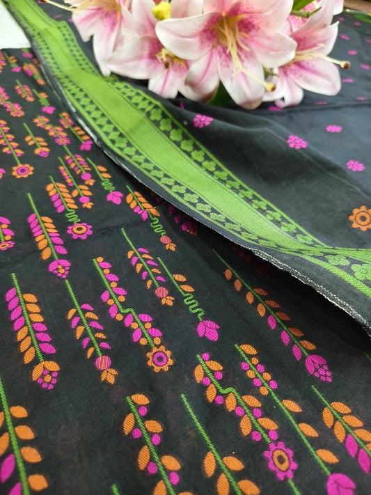 Black Banarasi Cotton Suit Set