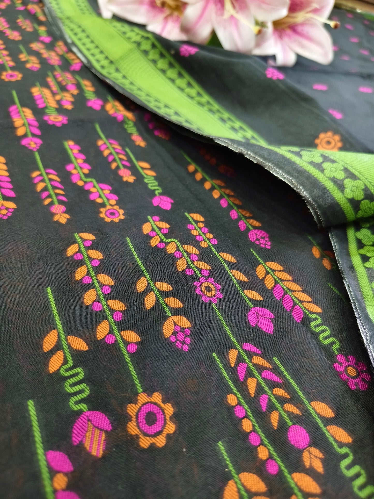 Black Banarasi Cotton Suit Set