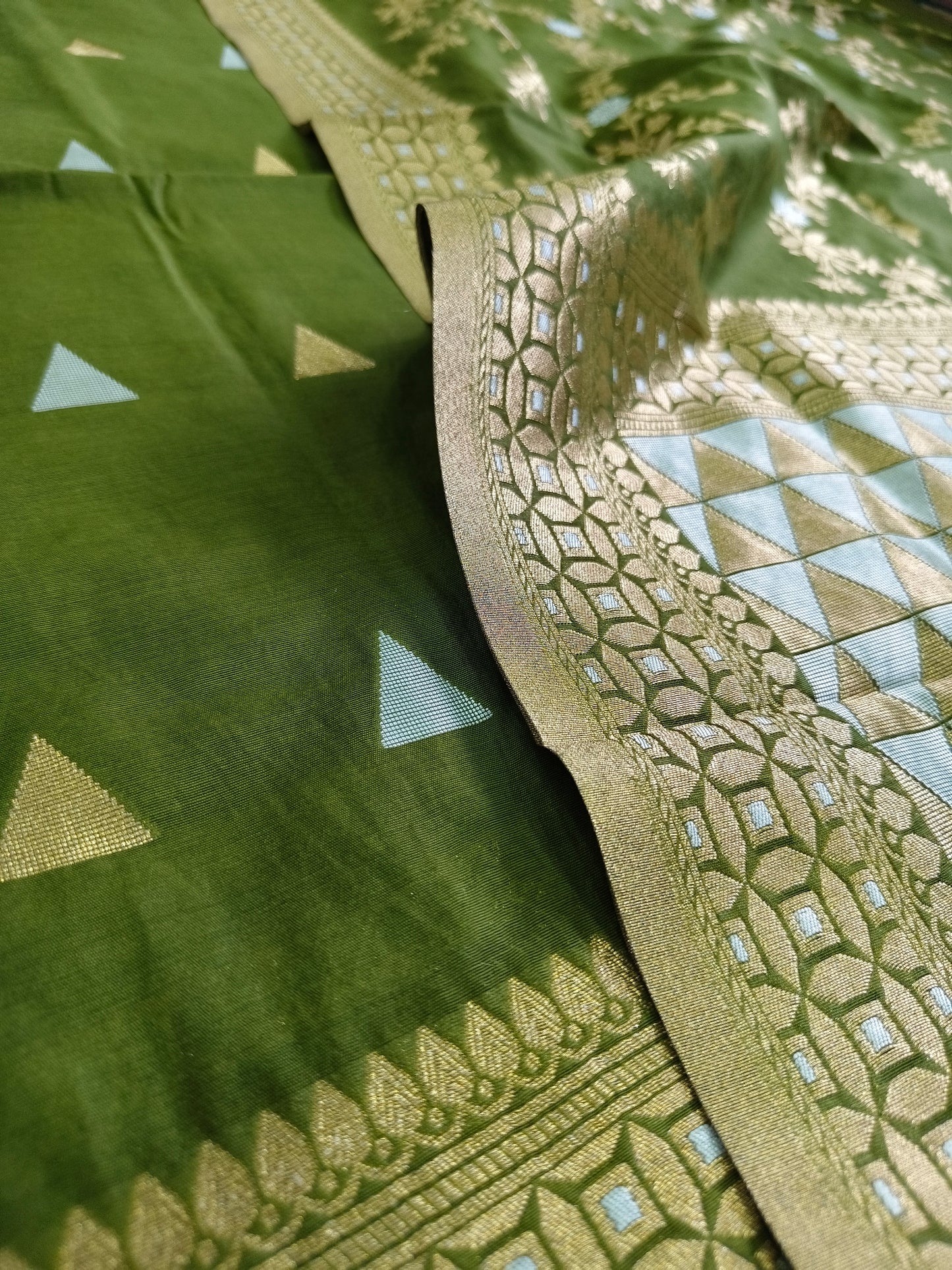 Olive Green Banarasi Cotton Suit Set