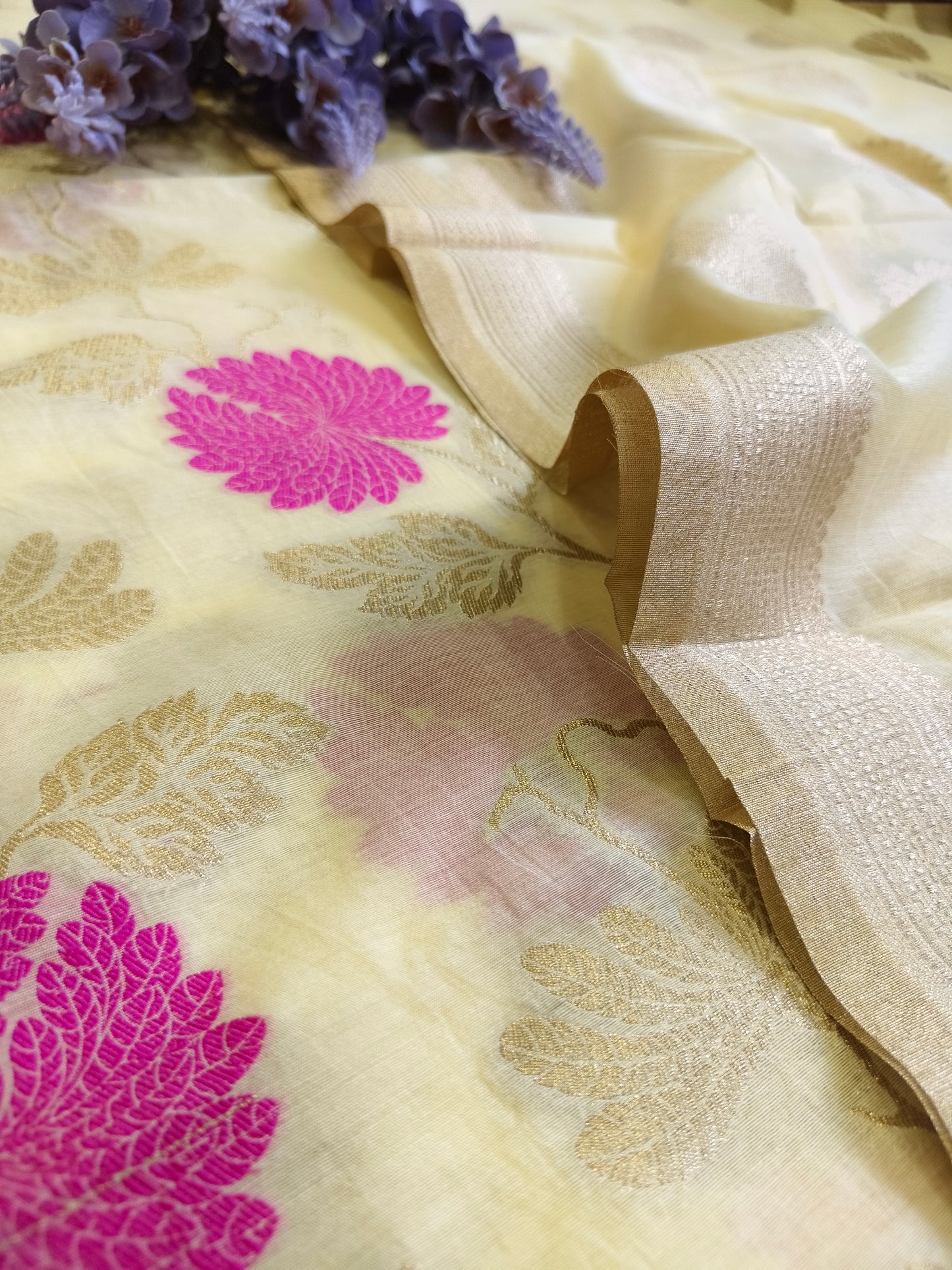 Pastel Yellow Banarasi Cotton Suit Set