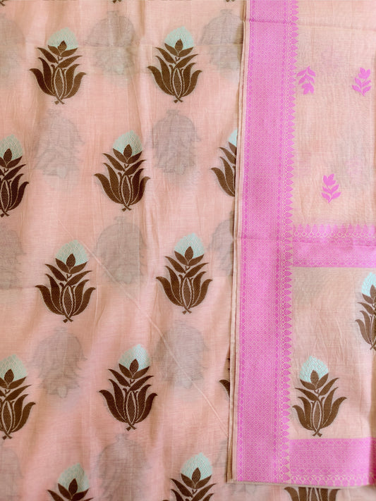 Peach Banarasi Cotton Suit Set