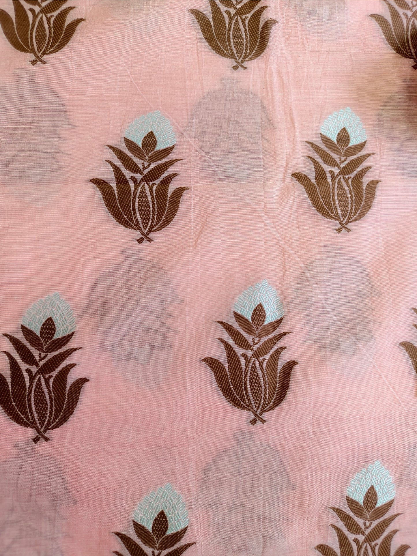 Peach Banarasi Cotton Suit Set