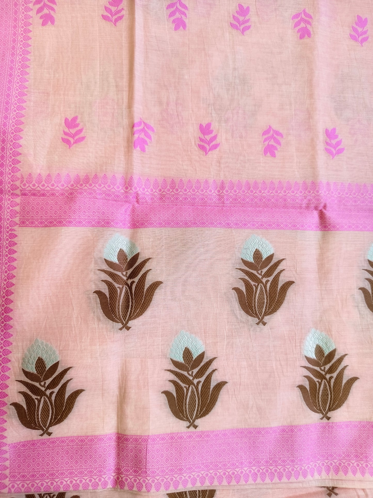 Peach Banarasi Cotton Suit Set